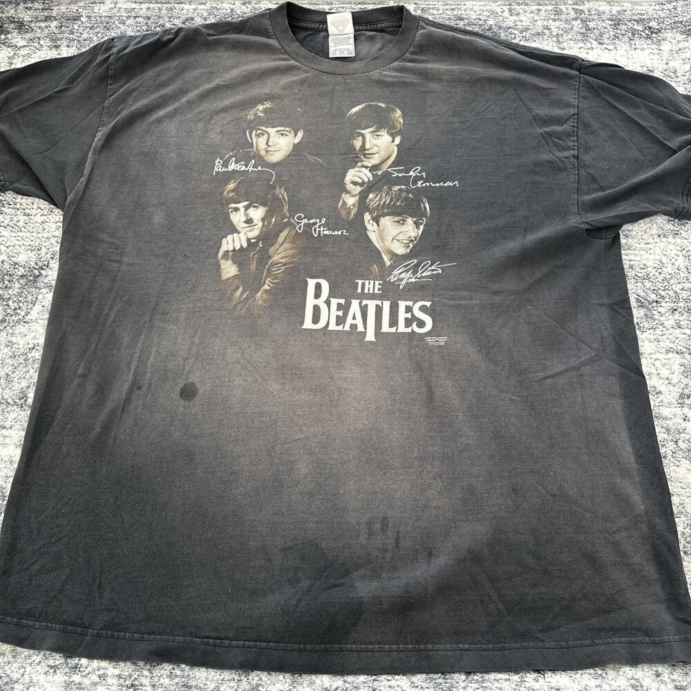 2XL Beatles Vintage 2001 Y2K Shirt Adult Size Short Sleeve Band Tee Crew Neck